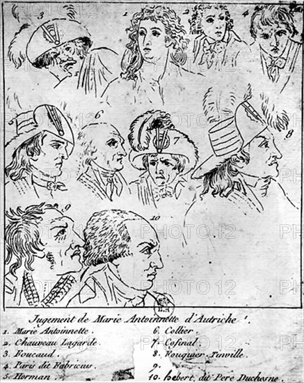 Portraits of revolutionaries during the interrogation of Queen Marie-Antoinette