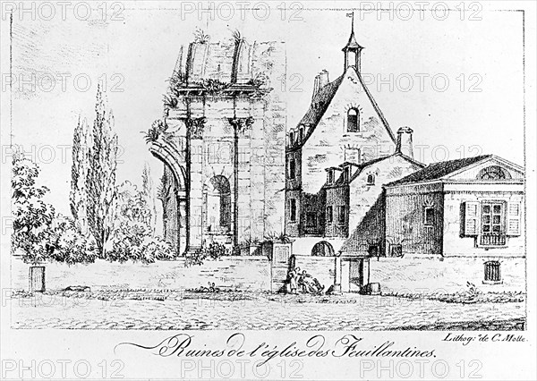 Ruins of the church of Feuillantines Engraving -