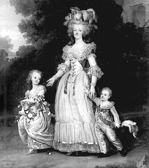 La reine Marie-Antoinette et ses enfants, par Wertmuller.