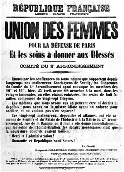Siège de Paris. 1871- Union des femmes pour la défense de Paris