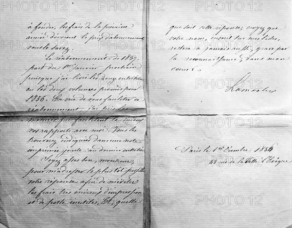 Letter written by Lamartine