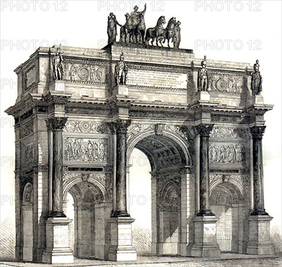 Triumphal arch erected in the Carrousel, in 1808, by the architect Fontaine