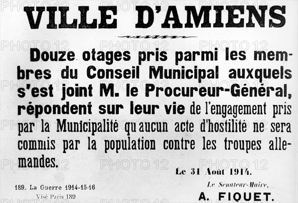 Affiche de représailles datant du 31 août 1914