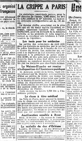 1918. Epidemic of Spanish influenza in Paris