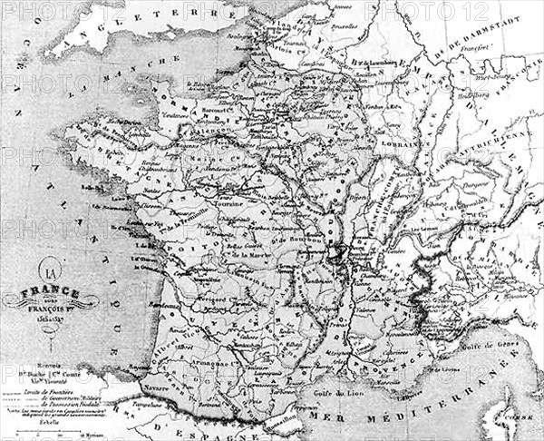 Carte de France au 16e siècle
