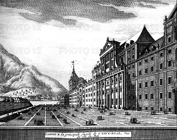 Engraving of the Escurial Palace, near Madrid