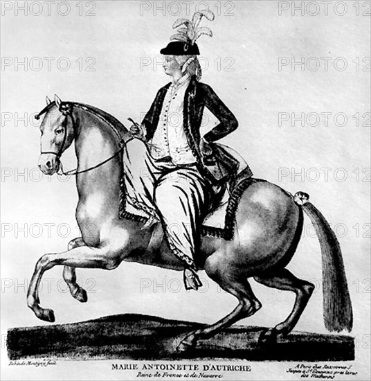 Marie-Antoinette à cheval.