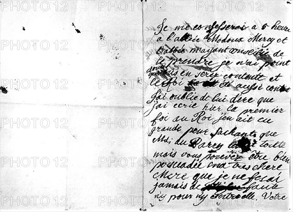 Extract from a letter from Marie-Antoinette, then Dauphine, dated 10 October 1770 and addressed to her mother the Empress Marie-Thérèse