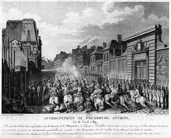 Attroupement au Faubourg Saint Antoine, le 16 avril 1789.