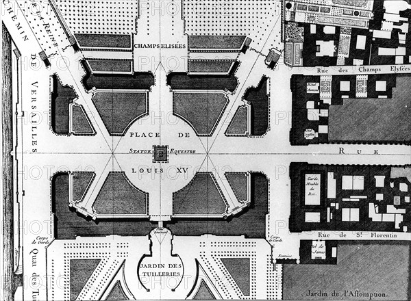 Map of the Place Louis XV and his neighbourhoods