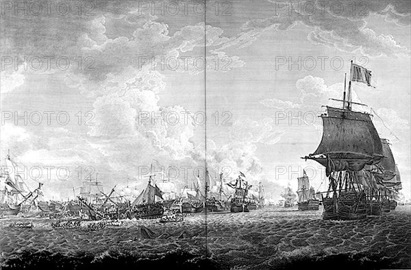 Naval battle between the English and the French