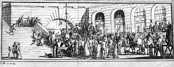 Cour de Mai, à la Conciergerie : départ pour la guillotine. 1793,