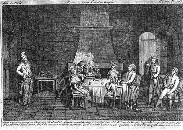 Dîner dans l'appartement de Louis XVI au Temple.