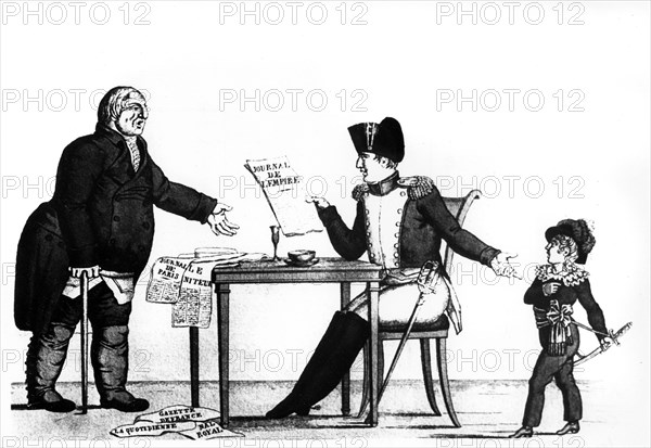 L'Empereur Napoléon 1er et Louis XVIII qui lui demande l'empire