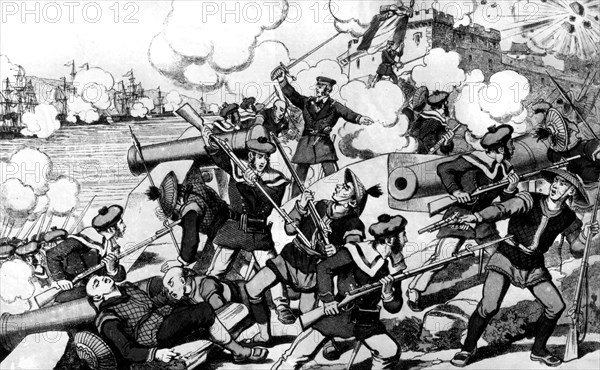 War of Tonkin.  August 23, 1883:  catch of the forts of Hué.