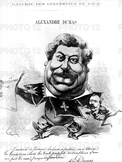 Cartoon on Alexandre Dumas the Elder, known as "Dumas père"