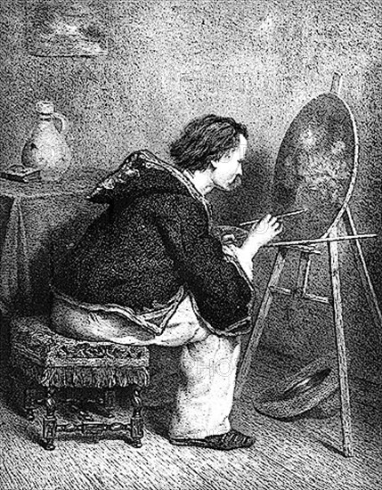 A painter in his studio