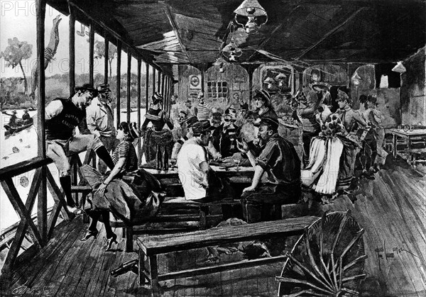 Guinguette en bord de Seine. La grenouillère.