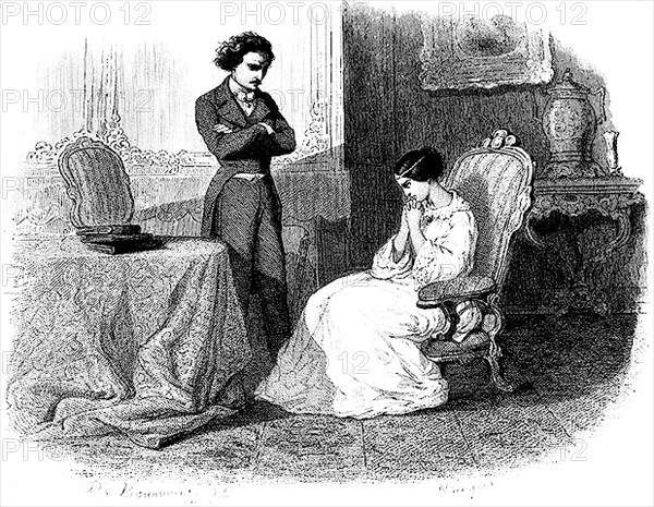 Illustration des Mystères de Paris. Rodolphe et Sarah.