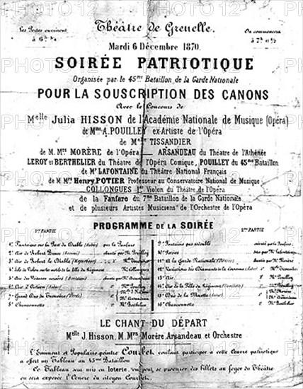Affiche d'une soirée patriotique, 1870.
