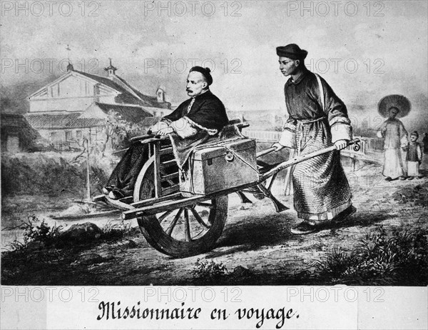 Chine. Missionnaire en voyage.