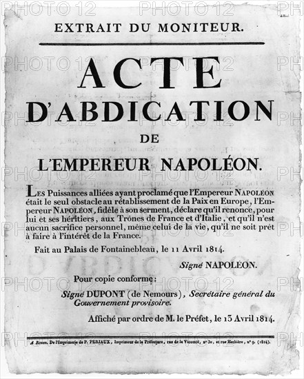 Abdication of Napoleon ßt with Fontainebleau.