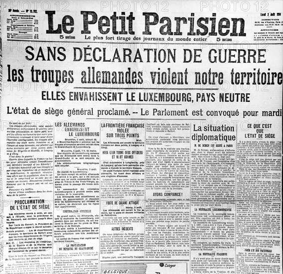 Les troupes allemandes violent notre territoire. 3 août 1914