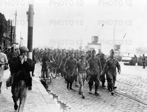 Rouen:  German occupation.  Procession of French prisoners.