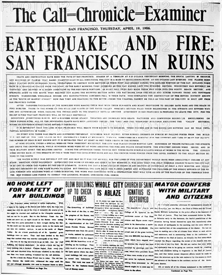 Tremblement de terre à San Francisco : 19 avril  1906