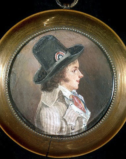 Homme de la Révolution de 1789. Miniature anonyme.