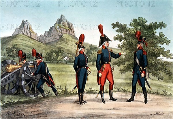 Suisse. La milice. Corps de canonniers volontaires. 1816.