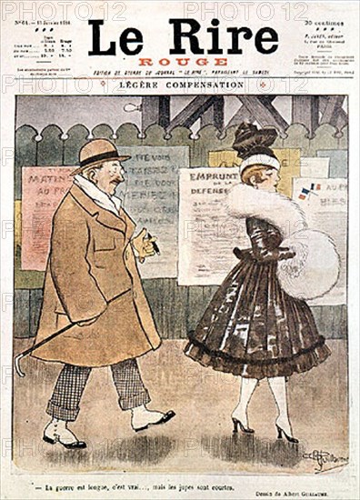 The war is long but the skirts are short.  1916
