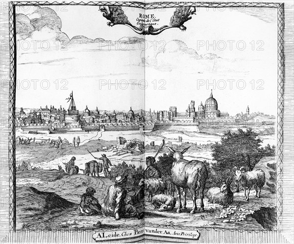 Vue de Rome. Gravure de van der Aa.