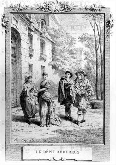 Illustration of works of Molière:  " spite in love ".