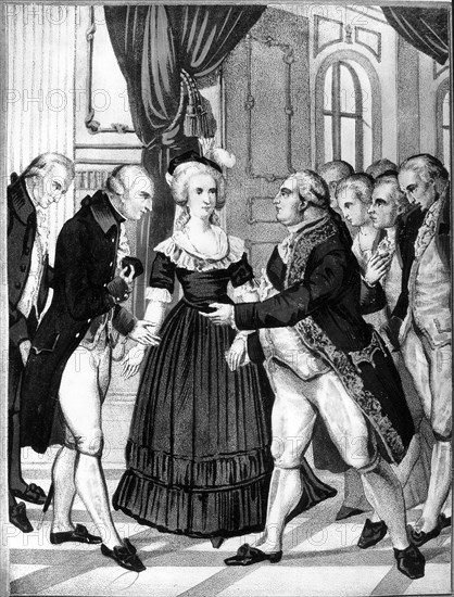 The queen Marie-Antoinette receives in Versailles her brother Joseph II