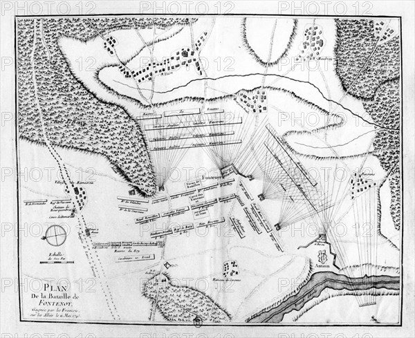 Mai 1745. Plan de la bataille de Fontenoy.