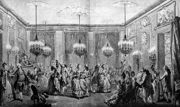 Les fêtes à Versailles d'après un dessin de Saint-Aubin.