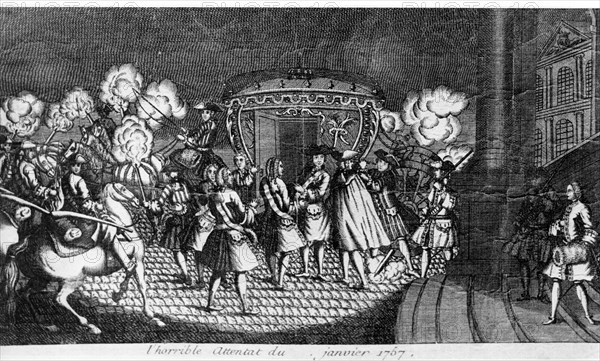 Janvier 1767. A Versailles. Attentat de Damien contre Louis XV.