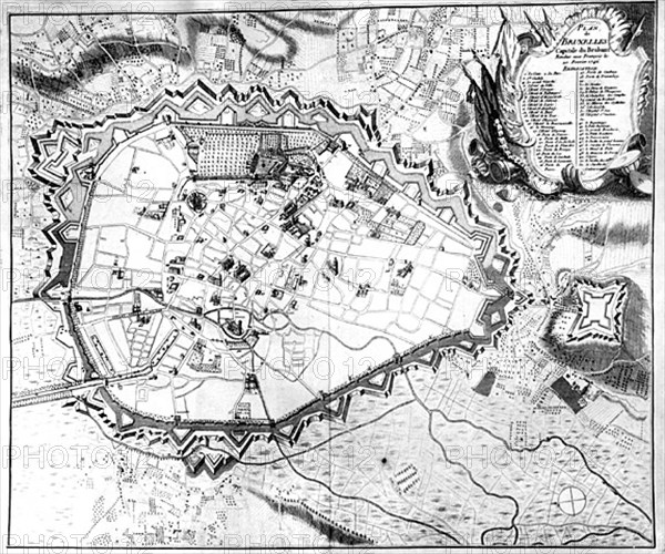 Map of Brussels with its fortifications