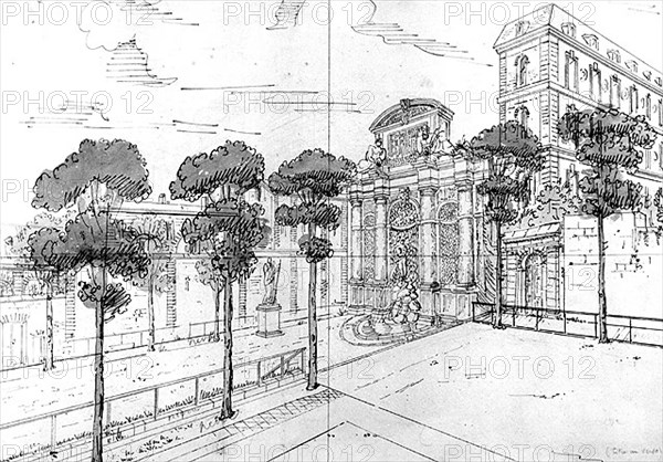Sketch of the Medici Fountain, in the Luxembourg Gardens