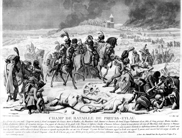 Napoleon visits the casualties on the battle field of Eylau.