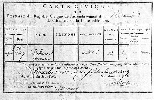 Premier Empire. Carte civique.