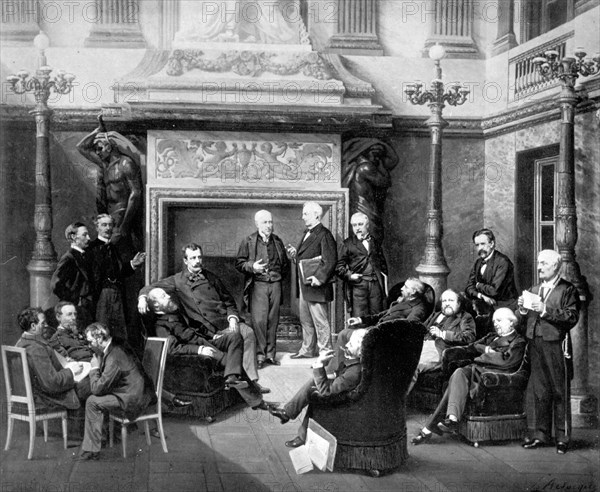September 1876.  Smoking-room of the national Assembly in Versailles.
