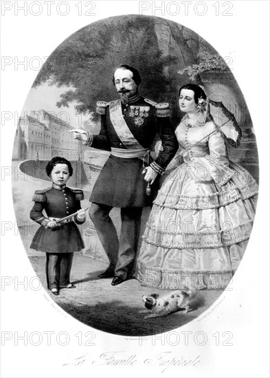 Second Empire.  Napoleon III, Eugènie and Prince Impérial.