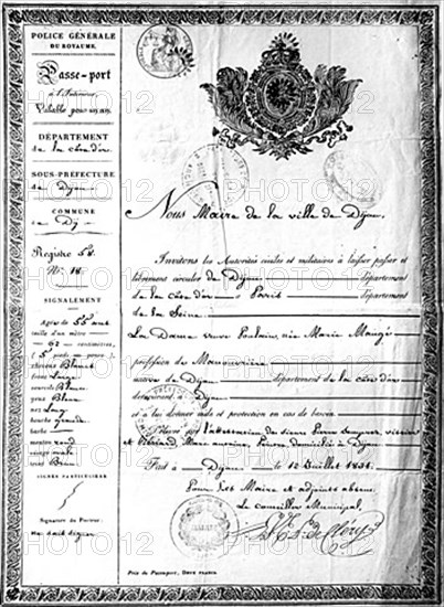 Passeport émis par la ville de Dijon.