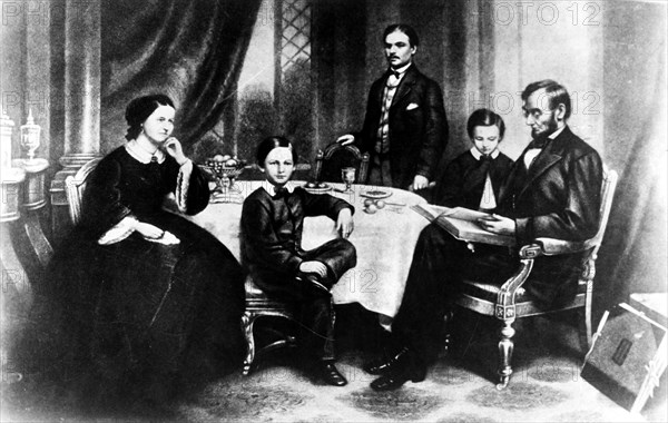 Abraham Lincoln and his family in 1861