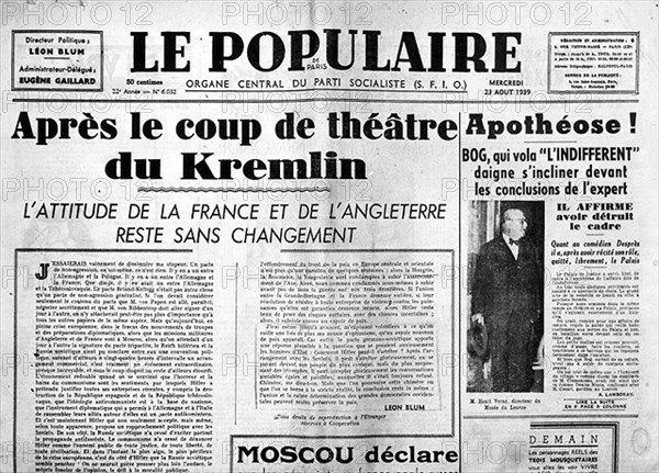 Le Populaire. Le Reich vient de signer un pacte avec Moscou.