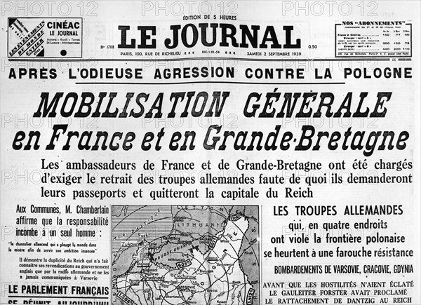 The Newspaper:  general mobilization in France and Great Britain.