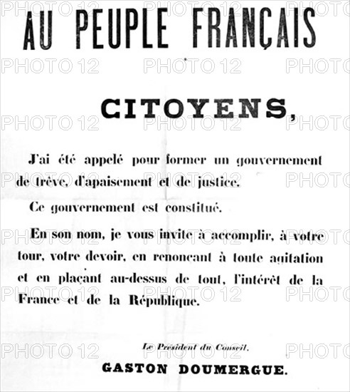 Février 1934. Doumergue est rappelé pour former un gouvernement