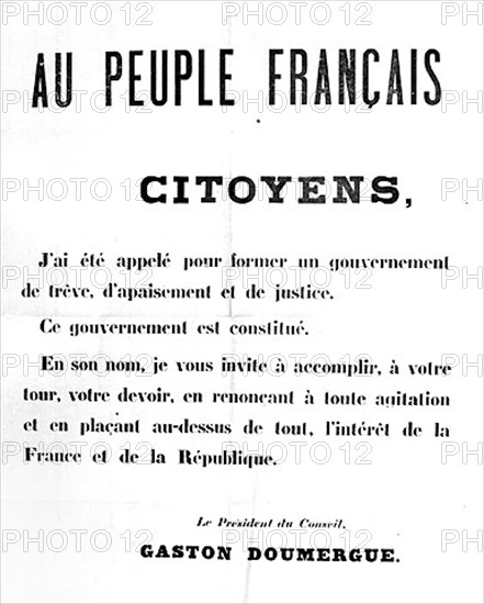 Doumergue forme un gouvernement d'Union nationale ; 1934.